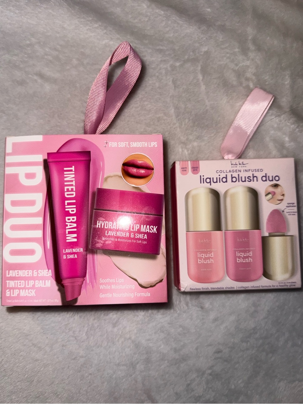 NWT~Nicole Miller Collagen Infused Liquid Blush Duo and Lavender & Shea Lip Duo